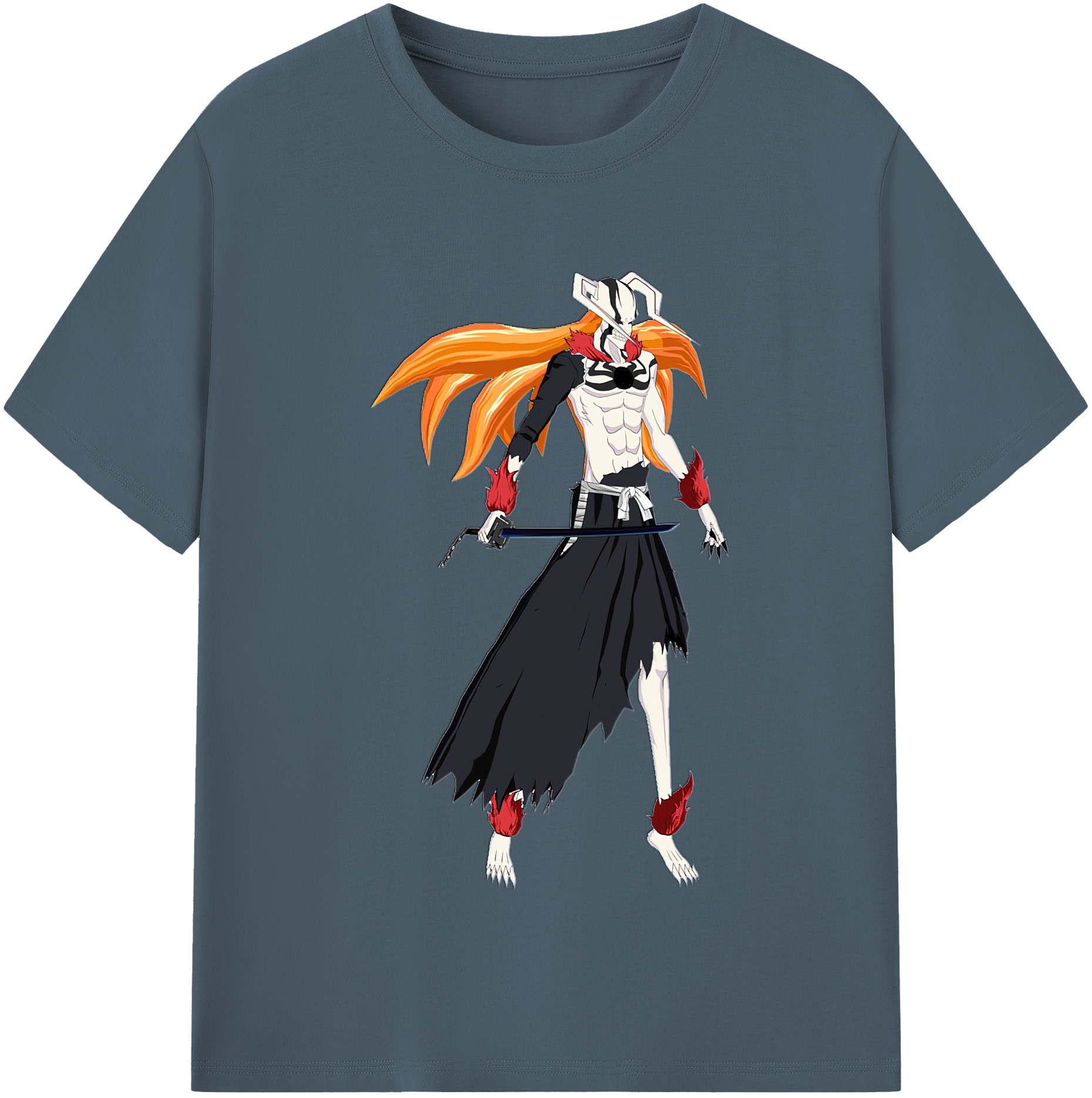 （画像用） ブリーチ 黒崎一護（くろさき いちご）BLEACH Kurosaki Ichigo 綿100％半袖Tシャツ（フロントプリント）